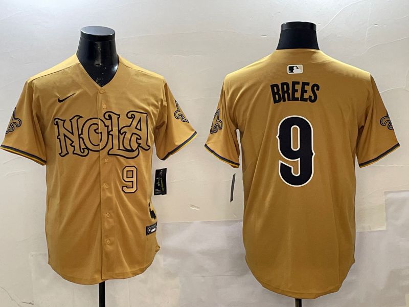 Men New Orleans Saints #9 Brees Yellow Joint Name 2025 Nike Limited NFL Jersey style 2->kansas city chiefs->NFL Jersey